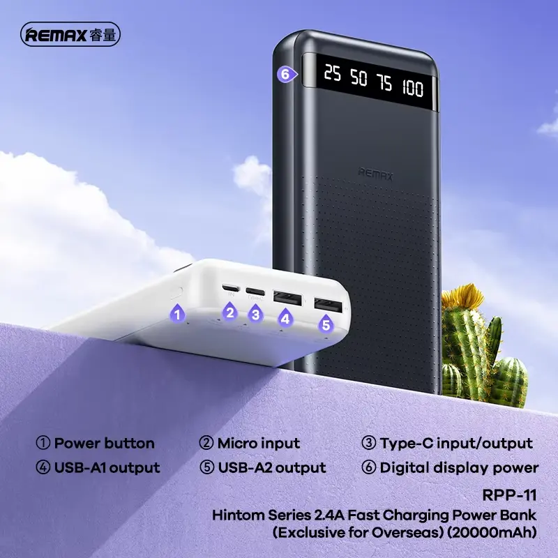 Picture of REMAX RPP-10 Hintom Series 2.4A Fast Charging 10000mAh Power Bank -Black