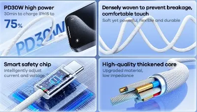 Picture of REMAX RC-C010 Chelectricy Series 30W PD Fast Charging Braided Data Cable - Black