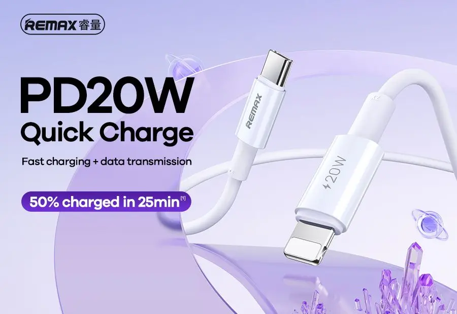 Picture of REMAX RC-C026 (type C-Lightning) Dofon Series 20W PD Fast Charging Data Cable- Black -1M