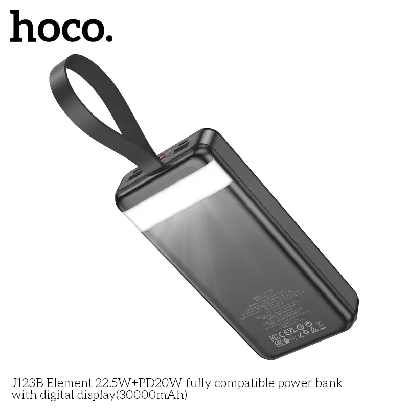 Picture of HOCO MMJ-26 Element 22.5W+PD20W Digital Display Fast Charging 30000mAh Big Capacity Power Bank - Black
