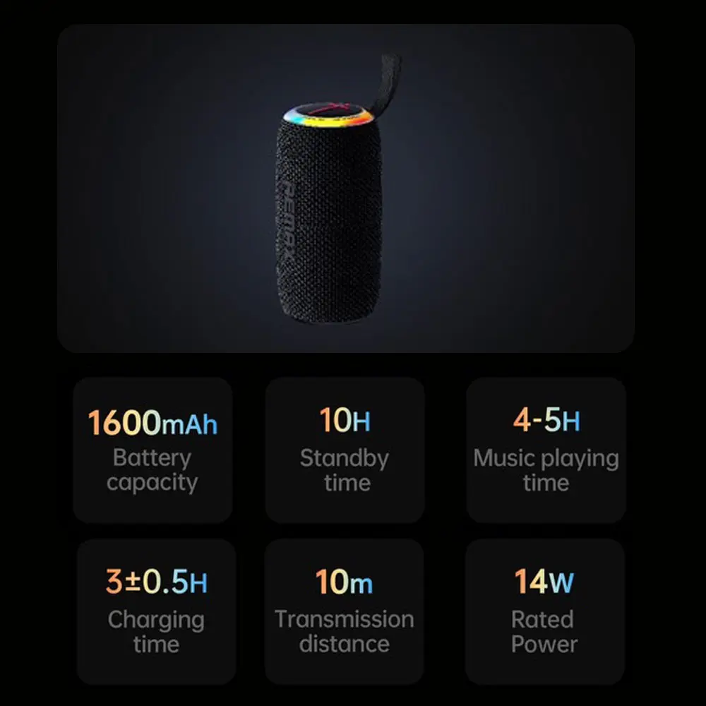 Picture of REMAX RB-M82 Party Light Wireless Bluetooth Portable Speaker (14W) - Black