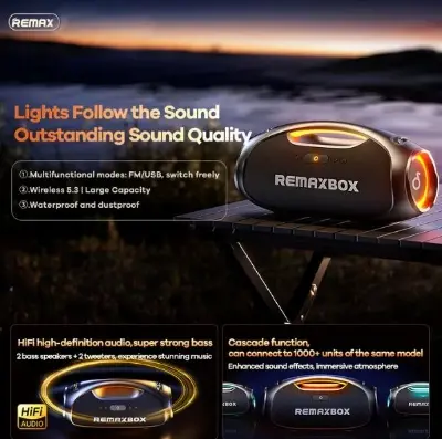 Picture of REMAX RB-M73 Venattle Series Music War Drum Portable Wireless Speaker (120W) - Black