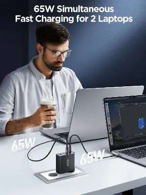 Picture of Joyroom JR-TCG05 140W GaN 3C1A Fast Charger With 240W Type-C to Type-C 1.2m Cable -Black