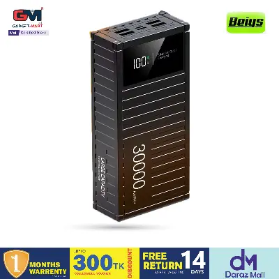 Picture of Beiys Container Series PD27W+ QC22.5W Fast Charging 30000mAh With 4 USB Outputs and LED Display Power Bank - Black