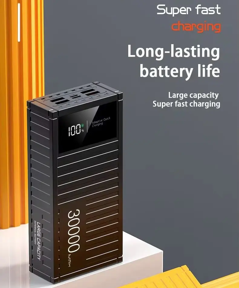 Picture of Beiys Container Series PD27W+ QC22.5W Fast Charging 30000mAh With 4 USB Outputs and LED Display Power Bank - Black