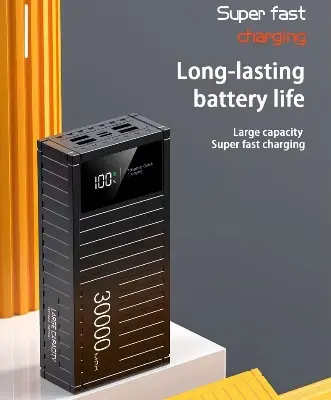 Picture of Beiys Container Series PD27W+ QC22.5W Fast Charging 30000mAh With 4 USB Outputs and LED Display Power Bank - Black