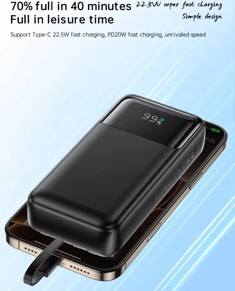 Picture of Remax FCP-2 22.5W Fast Charging  External Battery Portable Charger 20000mAh PowerBank with Cable