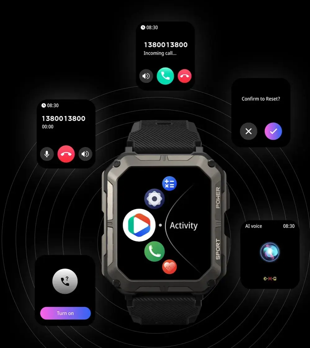 Picture of Wavefun Wave 50 Smart Watch for Men 1.83'' Fitness Rugged Smartwatch IP68 Ultra Waterproof Outdoor BT Call