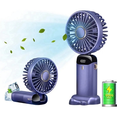 Picture of Portable Personal Fan – 5000mAh Rechargeable Battery, 5 Speed Settings with LED Display, 90° Adjustable 