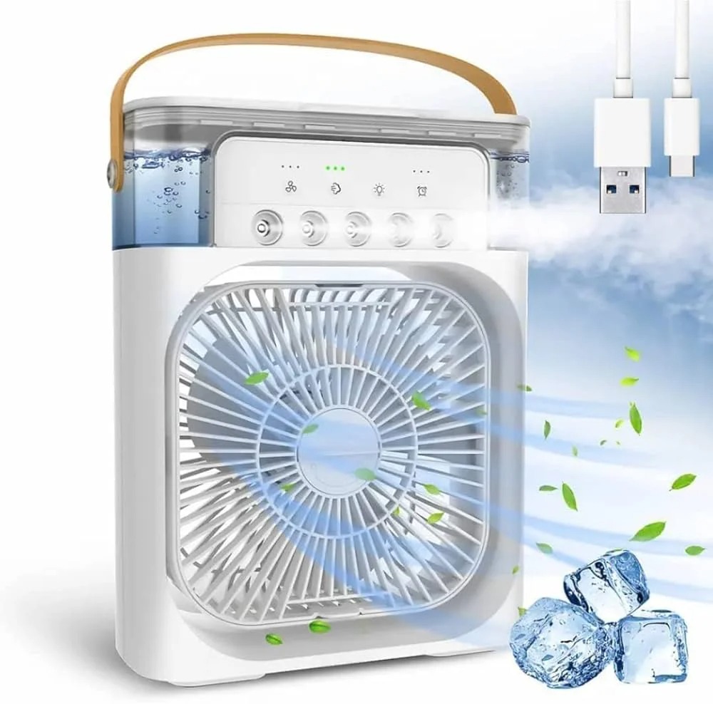 Picture of Portable Fan Air Conditioners USB Electric Fan LED Night Light Water Mist Fun 3 In 1 Air Cooler For Home Multicolor