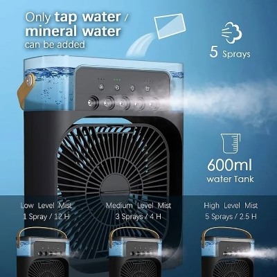 Picture of Portable Fan Air Conditioners USB Electric Fan LED Night Light Water Mist Fun 3 In 1 Air Cooler For Home Multicolor