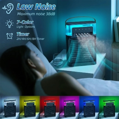 Picture of Portable Fan Air Conditioners USB Electric Fan LED Night Light Water Mist Fun 3 In 1 Air Cooler For Home Multicolor