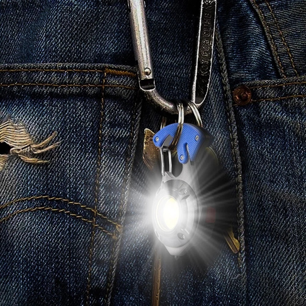 Picture of Multi-function LED Keychain Lights USB Charging Mini Screwdriver Hammer Outdoor Camping Lamp Keychain Light Blue New Black