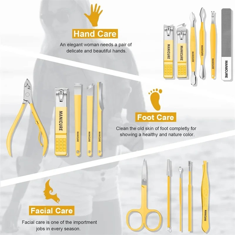 Picture of 16 Pcs Manicure Set Stainless Steel Nail Clippers Kit & Pedicure 