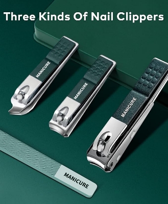 Picture of Nail Clippers with Catcher/Stainless Steel Heavy Duty Fingernail and Built-in Nail File for Men & Women/Ergonomic Handle with Wide Jaws for Thick Nails/includes Storage Bag,Key Ring. 