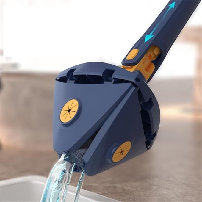 Picture of 360° Rotatable Adjustable Cleaning Mop Triangle Cleaning Mop with Automatic Water Squeezing Function Mop White Multicolor
