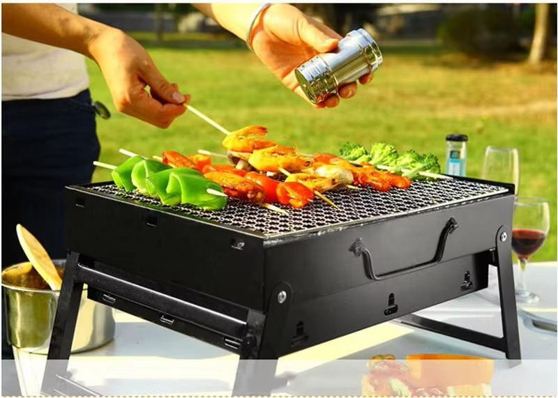 Picture of BAHELS Foldable Portable Charcole BBQ Grill, Stainless Steel Barbecue, Thickening And Stable, for Patio, Indoor, Outdoor Parties Black