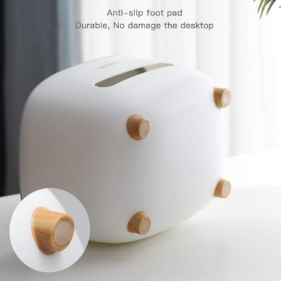 Picture of Tissue box cover holder with storage, napkin tissue box, multi-function tissue box abs material storage organizer caddy for bathroom, bedroom and office, grey white Multicolor