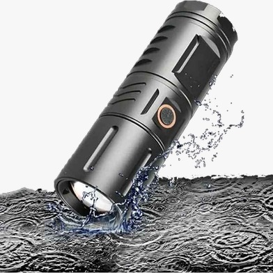 Picture of HIGH POWERED MULTI PURPOSE Zoomable Strong Light T40 LED Flashlight USB Rechargeable Ultra-Bright Torch High Power Lantern Built-in 3*18650 Lithium Batteries FLASHLIGHT Black