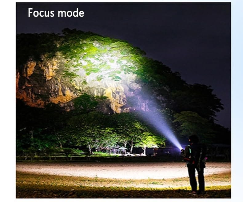 Picture of High brightness rechargeable flashlight, super bright waterproof long life tactical flashlight, 1.5km long beam, LCD power display, 5 modes, suitable for emergency, camping, hiking and so on. Black