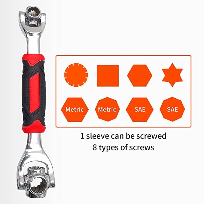 Picture of PassionateTiger wrench 48 in 1 Swivel Head Multi Tool Spanne Tools Socket Works with Spline Bolts Multifunction PassTorx 360 Degree 6-Point Universal Furniture Car Repair (black) Black