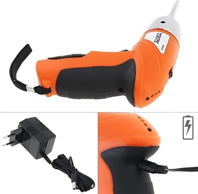 Picture of Cordless Power Screwdriver Kit Rechargeable Electric 45pcs Cordless Drill Sets with Bidirectional Button and LED Light Drilling and Keyless No Noise Cordless Screwdriver Orange/Black Black