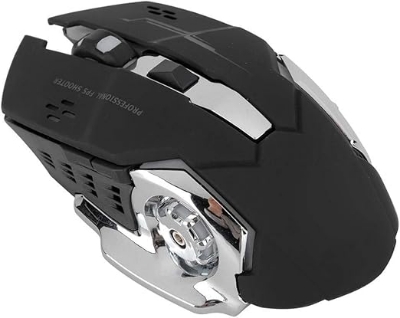 Picture of 2.4G Wireless Gaming Mouse, Rechargeable 6-keys 800/1600 / 2400 DPI Adjustable USB Mute Mice Ergonomic Design Glow Mechanical Mouse 10M for Laptop Computer Home Office(Black) Black