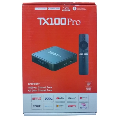Picture of Android Tv box TX100 Pro 12k ULTRA HD 16GB ram 256 GB Storage Android 15 Available with wifi or bluetooth Black