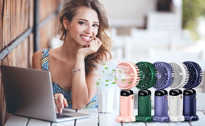 Picture of Hand Held Fan,Portable Handheld USB Rechargeable Fans with 5 Speeds,Battery Operated Mini Fan Foldable Desk Desktop Fans with LED Display for Home Office Bedroom Outdoor Travel (Pink) Pink