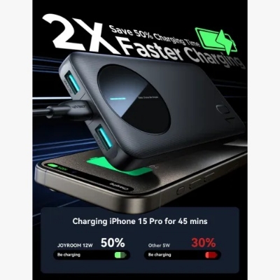 Picture of Joyroom JR-PBF12 10000mAh 12W 2.4A LED Power Bank Black