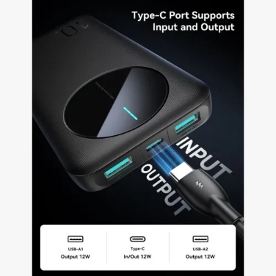 Picture of Joyroom JR-PBF12 10000mAh 12W 2.4A LED Power Bank Black