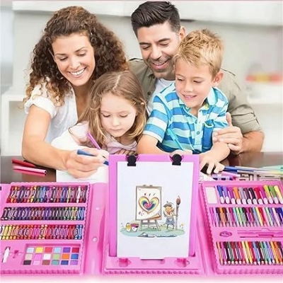Picture of TOMMYHOME Drawing Kit 208PCS Deluxe Colouring Art Set for Kids 6-12 Drawing & Painting Set with Watercolour Drawing Colouring Pencils for Children Kid Girls Boys Multicolor