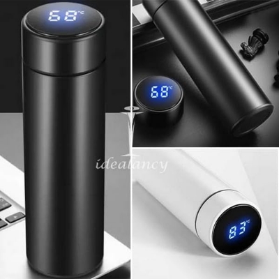 Picture of Insulating Pot Smart Cup Stainless Steel LED Digital Smart Vacuum Cup Thermo Hot Water Bottle Travel Cup Intelligent Temperature Measuring Cup Black