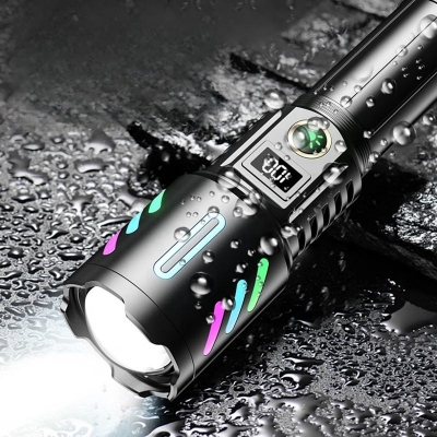 Picture of 2025 Hot Sale 20W Most Powerful White Laser 1600 Meters Long Range Rechargeable Zoom Led Torch Light With Digital Battery Display Battery Type 26650 Mah Aluminum Alloy Super Bright Flashlight Black