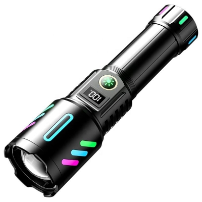 Picture of 2025 Hot Sale 20W Most Powerful White Laser 1600 Meters Long Range Rechargeable Zoom Led Torch Light With Digital Battery Display Battery Type 26650 Mah Aluminum Alloy Super Bright Flashlight Black