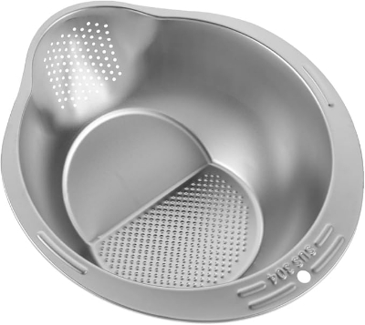 Picture of Rice Spoon Kit with Strainer in Stainless Steel for Washing Rice Vegetables Greens 10.6 in Silver