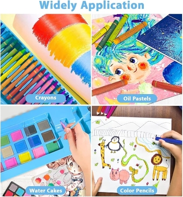 Picture of 208pcs Art Supplies Kit for Painting,Drawing Art Kit for Kids with Double Sided Trifold Easel, Oil Pastels, Crayons, Colored Pencils, Watercolor for Kids Girls Boys Teens Artist