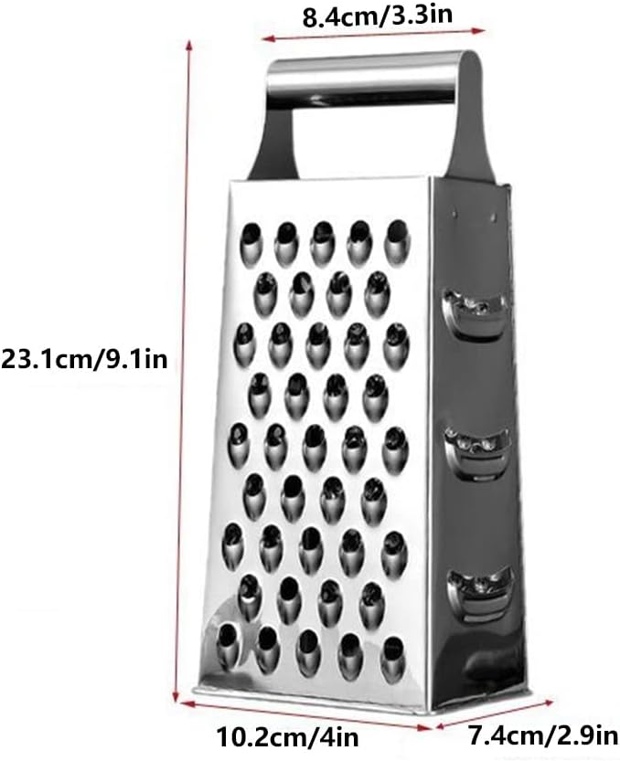 Picture of Multifunctional 4‑Sided Box Grater HAODAF Cheese Grater Cheese Grater Stainless Steel 4 In 1 Multifunctional Grater Cheese Shreds Food Grater Home Cooking Tools Sharp (Size : 4-sided grater) Silver