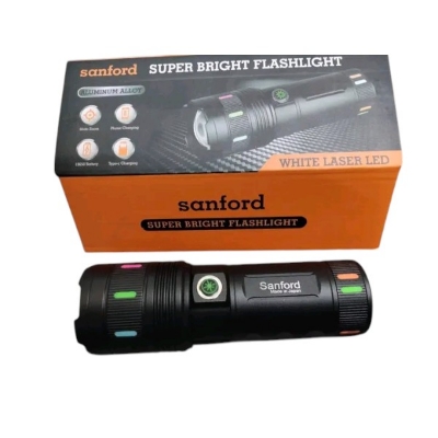 Picture of Sanford Super Bright Flashlight – White Laser LED Made in Japan 18650mAh Light Black