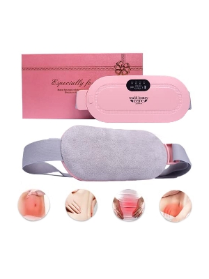 Picture of Heating pad for Period Cramps & Vibration sliming Massage belt Menstrual Heating Pad Smart Warm Palace Belt Relief Waist Pain Cramps Vibrating Abdominal Massager Electric Waist Belt Device Pink