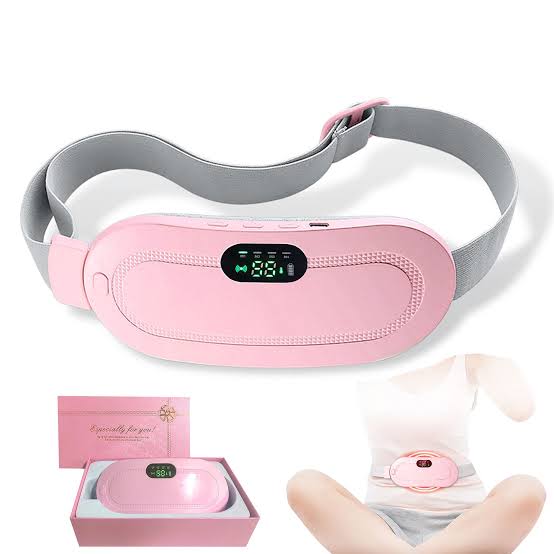 Picture of Heating pad for Period Cramps & Vibration sliming Massage belt Menstrual Heating Pad Smart Warm Palace Belt Relief Waist Pain Cramps Vibrating Abdominal Massager Electric Waist Belt Device Pink