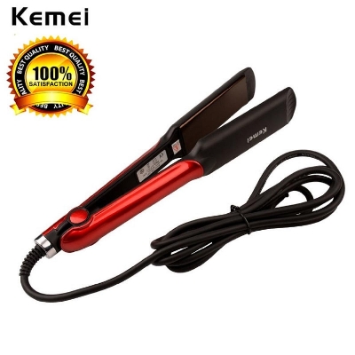 Picture of Kemei KM 531 Professional Hair Straightener Wet Dry Ceramic Coating Electric Hair Straightener Fast Heating Styling Tool Black Red Multicolor