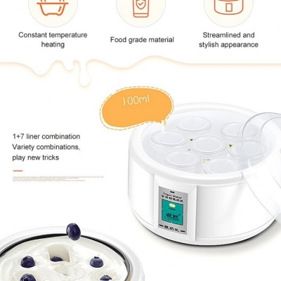 Picture of 1.5L Electric Yogurt Maker (Doi Maker)，Automatic Multifunction Yogurt Machin and Stainless Steel Liner,，Constant Temperature Heating, for Making Fresh, Healthy Homemade Desserts White