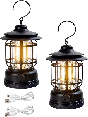 Picture of Camping Lanterns Protable Flashlights Led Night Light Portable Emergency Searchlight Hanging Light for Outdoor Camping Hiking,Fishing Black
