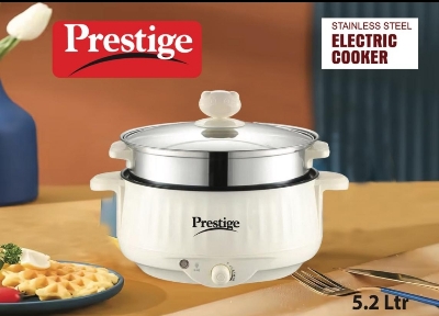 Picture of Prestige Electric Multicooker Multifunctional Rice Cooker Frying Pan Non-stick Cookware Multi Soup Hotpot for Kitchen White