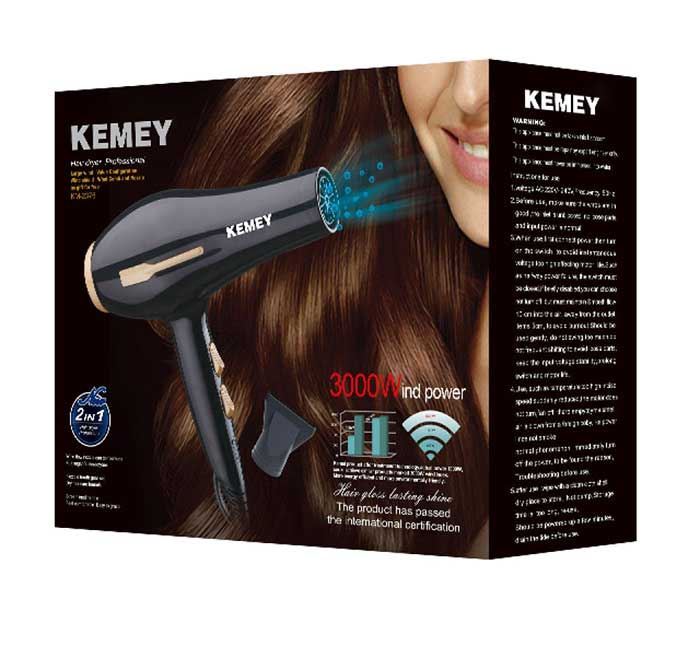 Picture of Kemei Km-2376 /2378 professional hair dryer 1000w- Black - Hair Dryer - Hair Dryer Black