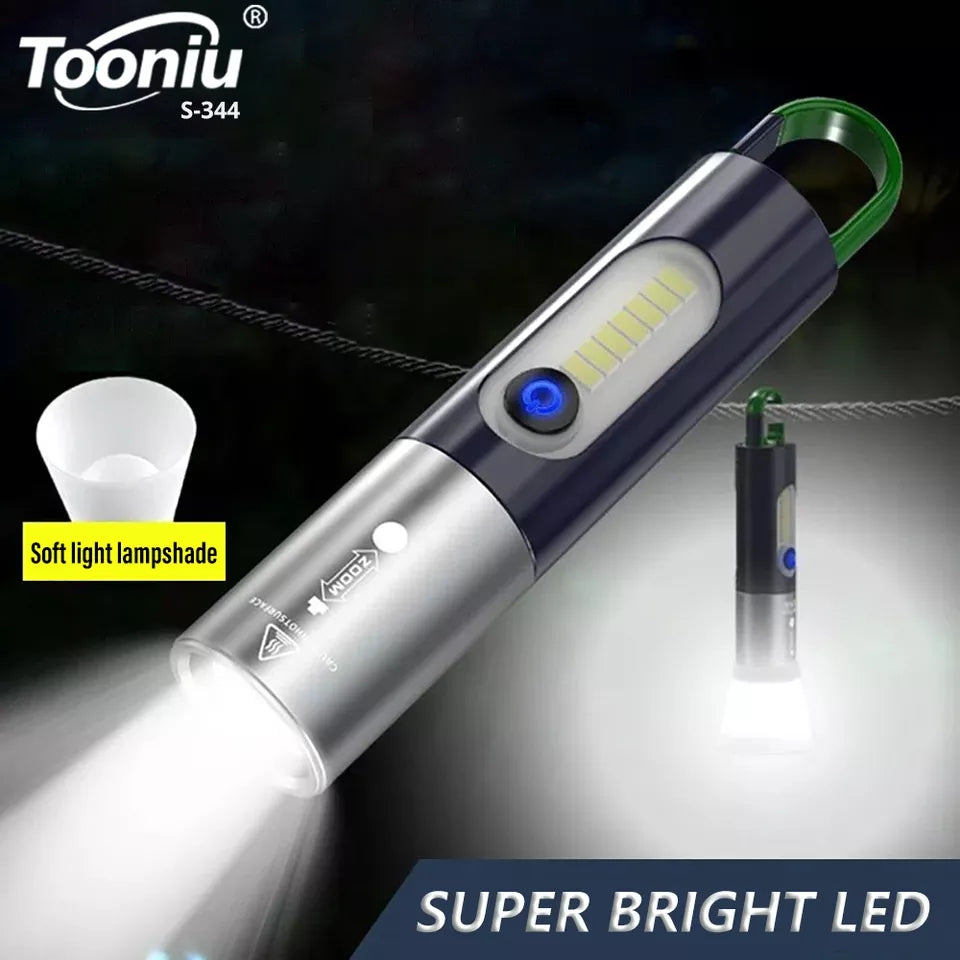 Picture of Multifunctional LED Flashlight XSP-836 Work Light USB Rechargeable Camping Fishing Lantern Waterproof Zoom Torch KeyChain Lamp Blue