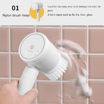 Picture of Electric Cleaning Brush 5 in 1 Magic Brush (FH:172) : Wash Basin/Sink/Wash Basin/Bath & Shower White