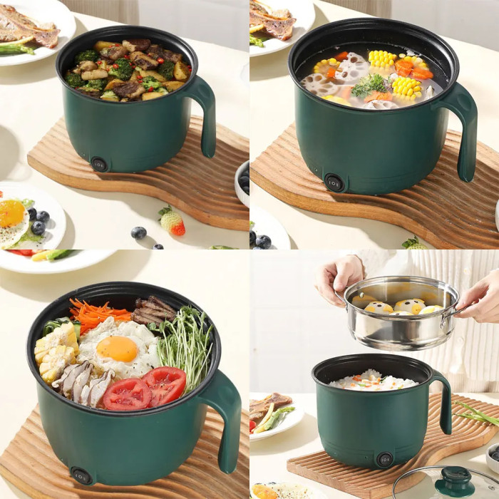 Picture of YN Electric Rice Cooker – Multifunctional Non-Stick Cooking Pot | Mini Electric Cooker for Fast & Easy Cooking Green