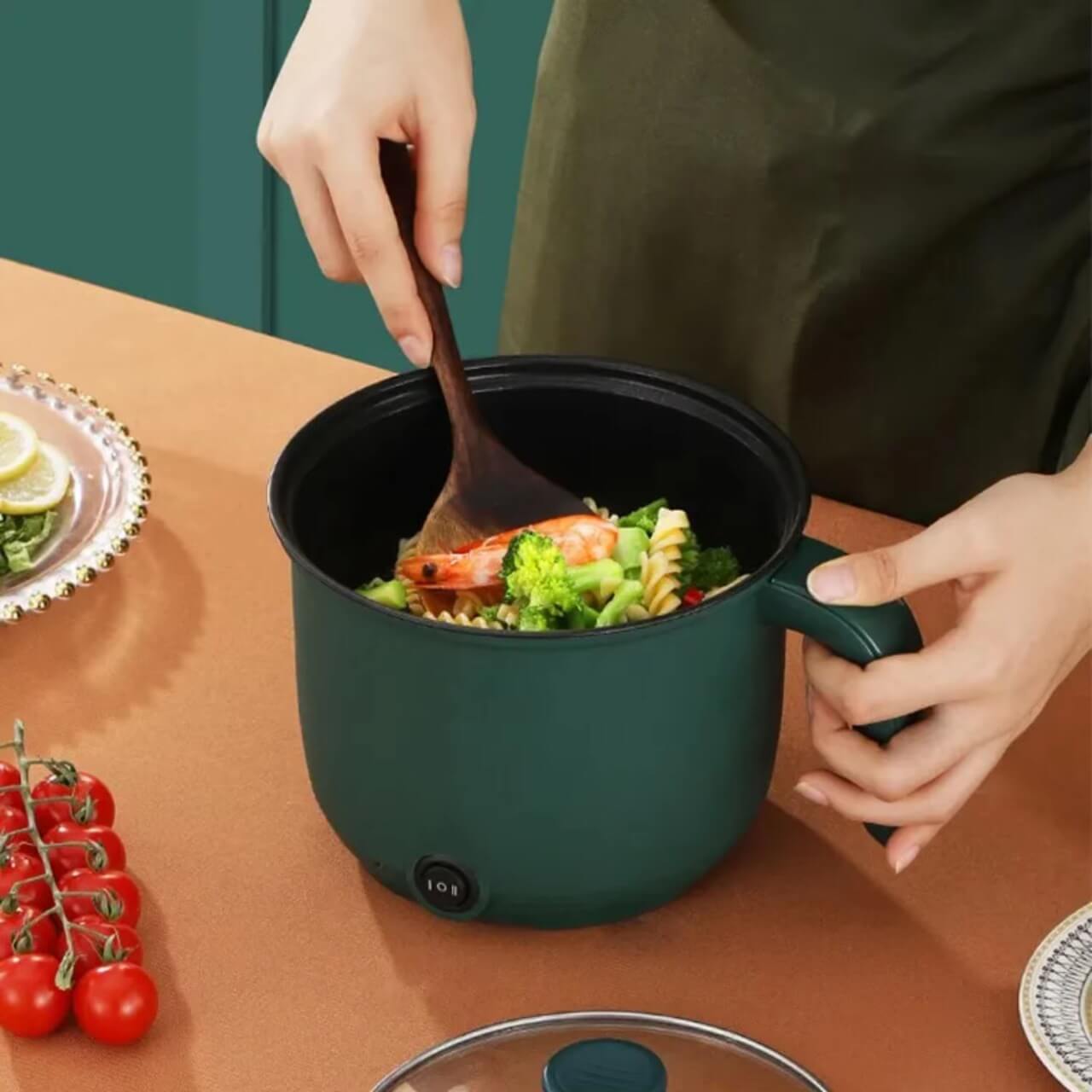 Picture of YN Electric Rice Cooker – Multifunctional Non-Stick Cooking Pot | Mini Electric Cooker for Fast & Easy Cooking Green